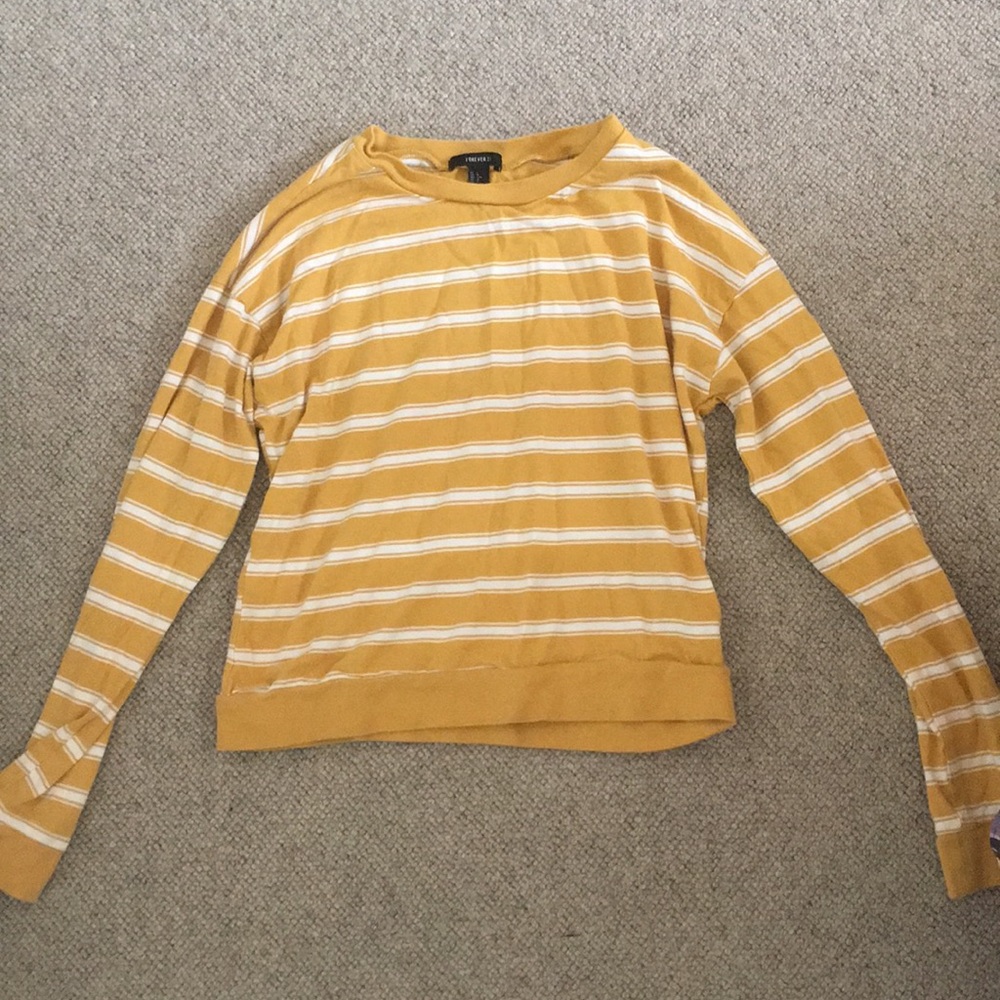 Yellow and White Cotton Long Sleeve